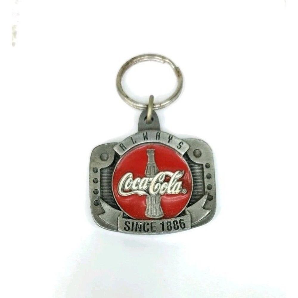 Vintage Coca Cola Bottle Keychain Metal Key Chain 1997 Always Since 1886 Coke